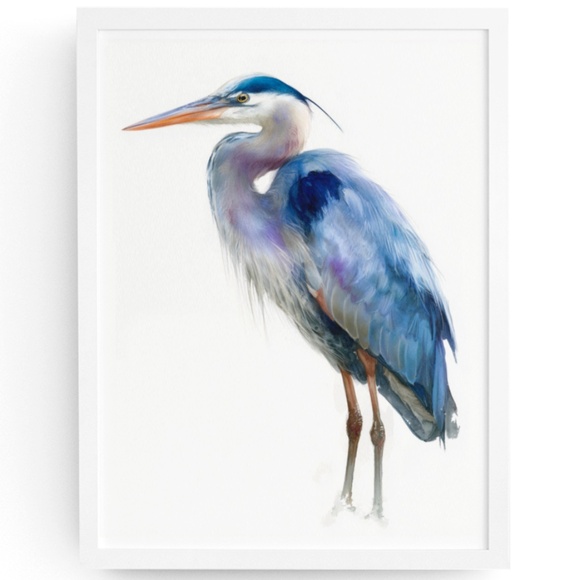 Watercolor Heron Portrait Wall Art Print Poster, Unframed - Picture 1 of 6